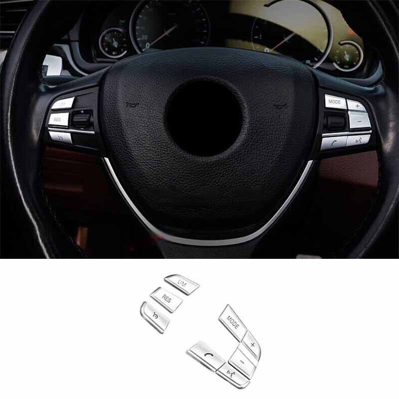 Steering Wheel Button Frame Cover Trim Matte Silver For 2009-15 BMW 7 Series