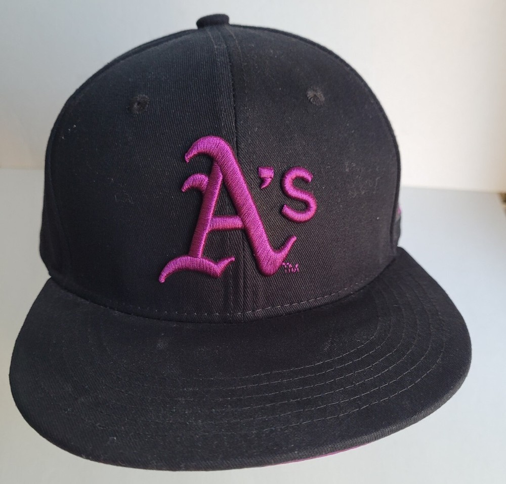 Oakland A’s Black Baseball Cap Purple 2022 SGA Snapback Hat GILEAD PRIDE DAY NEW-image