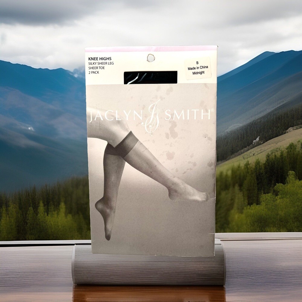 Knee Highs - Jaclyn Smith JS Silky Sheer Leg Sheer Toe Stockings B - Midnight