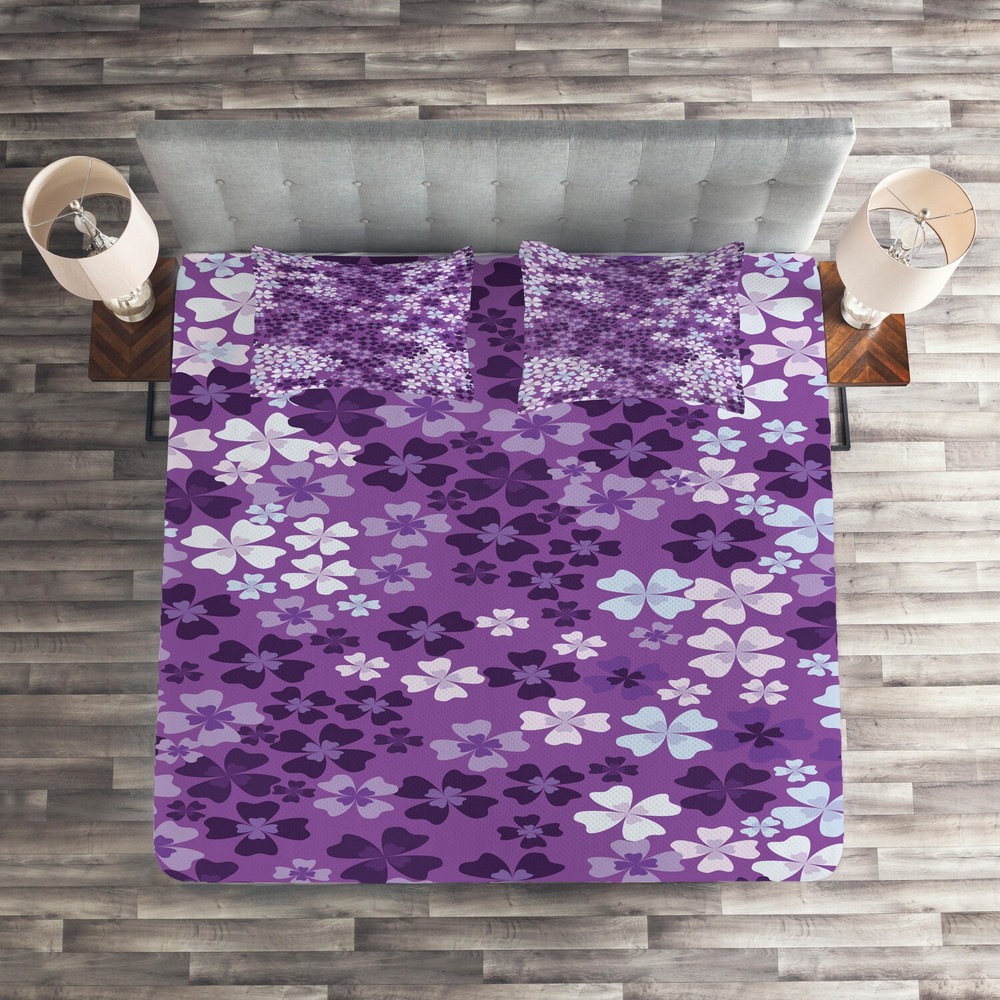 Spring Quilted Coverlet & Pillow Shams Set, Spring Romantic Meadow Print