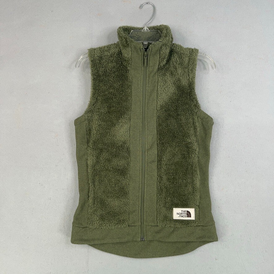 The North Face Vest Womens Extra Small Green Furry Fleece Hike Camp Gorp Layer