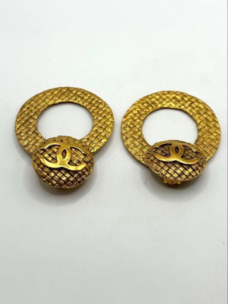 Chanel Coco Gold Hoop Earrings Luxury Fashion Jewelry