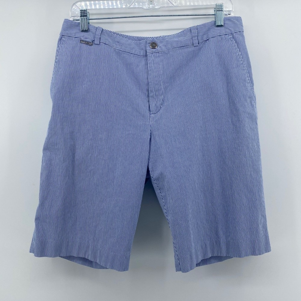 Lauren Ralph Lauren Active Womens Blue White Pinstripe Shorts Size 12