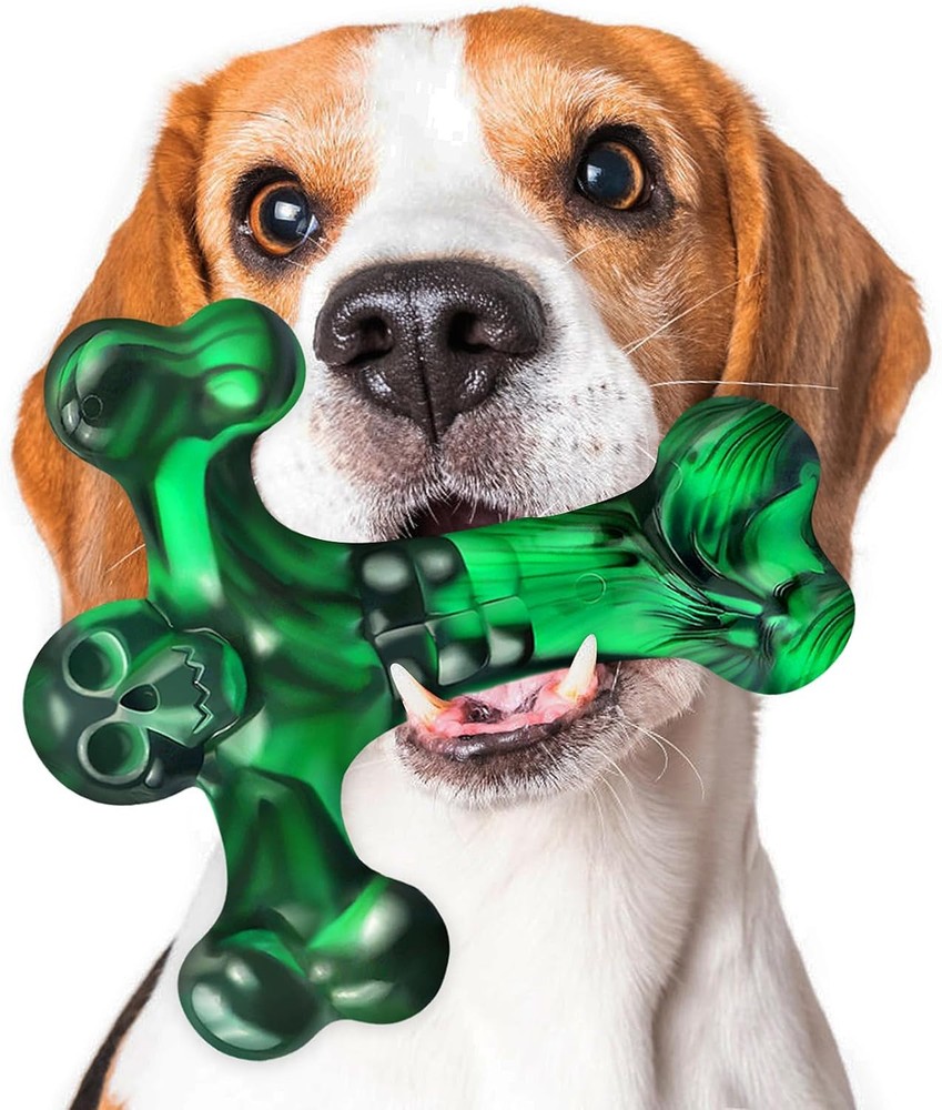 Dog Toys for Aggressive Chewers,Faint Bacon Flavor,Almost Green