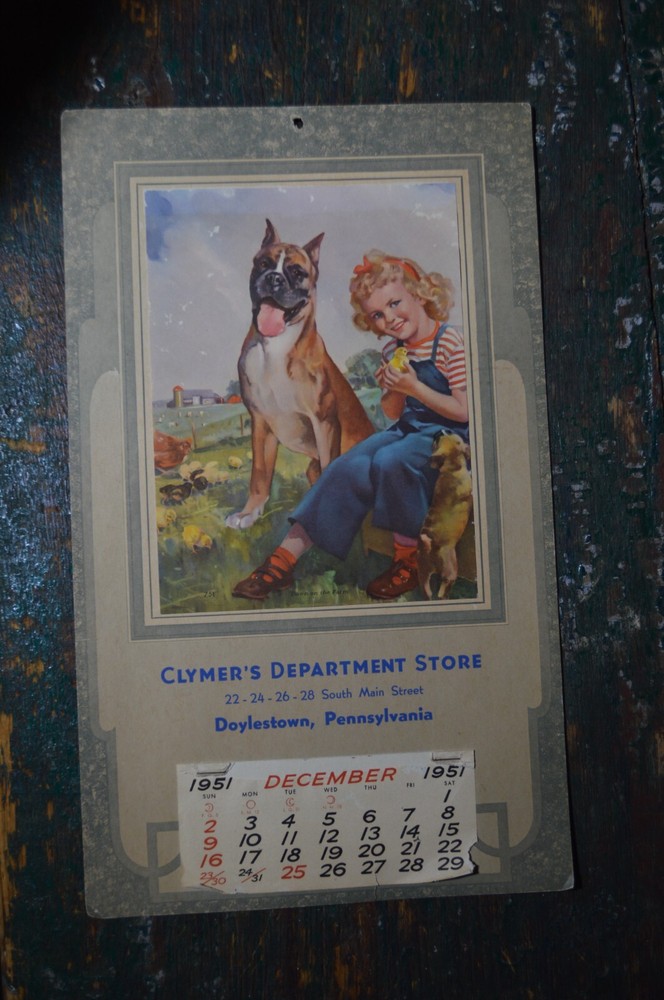 1951 Clymer's Department Store Doylestown Bucks County PA Advertising Calendar