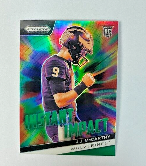 2024 Panini Prizm Draft Picks JJ McCarthy RC Green Prizm Vikings Rookie Card