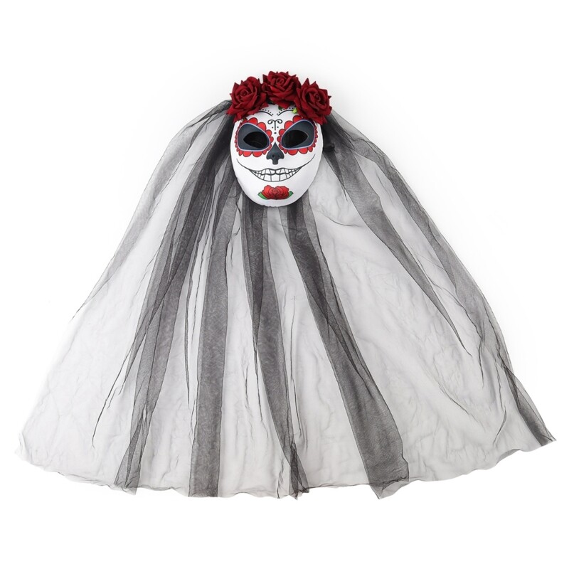 Day of The Dead Veil Scary Bride Costume Accessories for Women Girl Cosplay