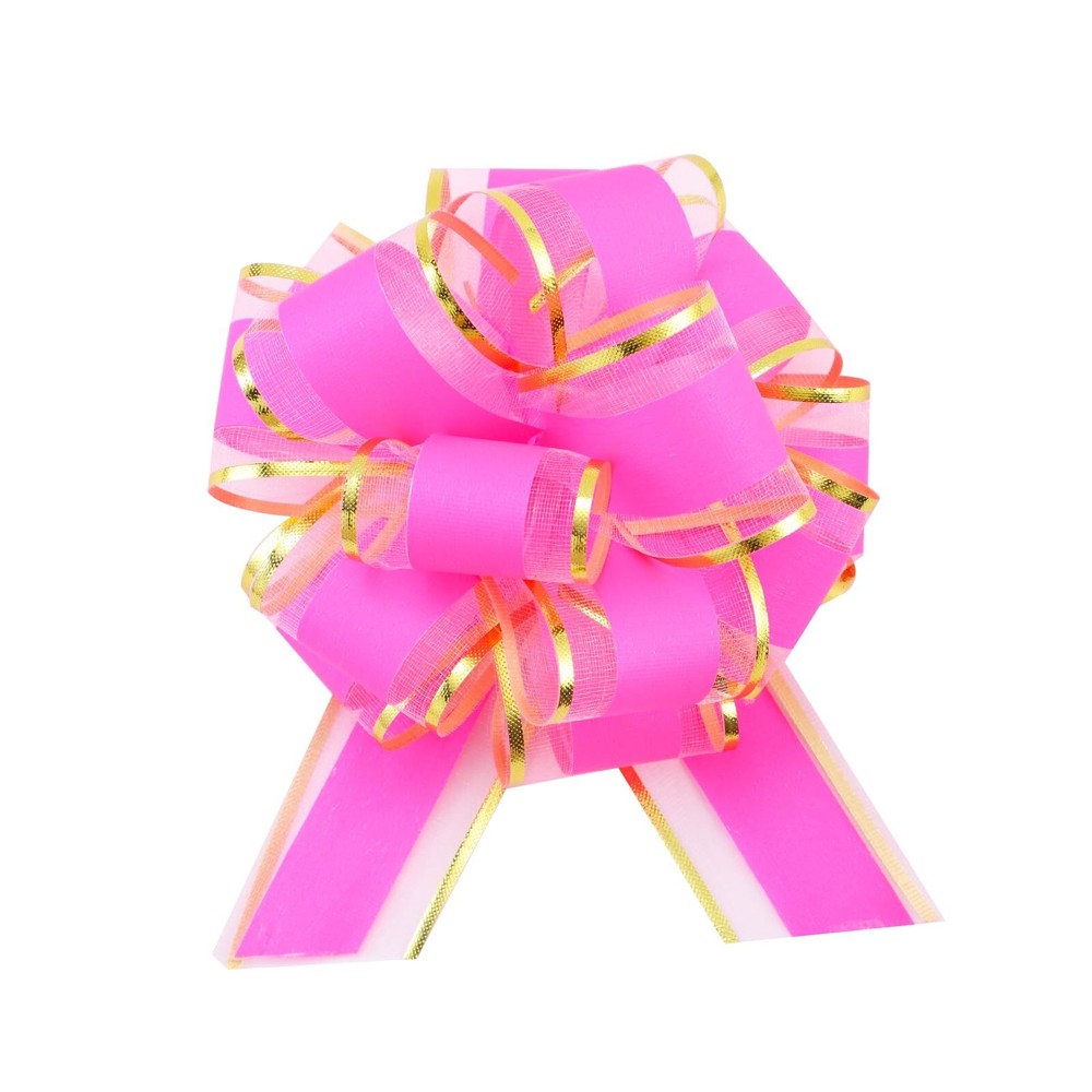6pcs Pink Ribbon Pull Bows 6 Inch Gift Wrapping Bows for Weddings Christmas