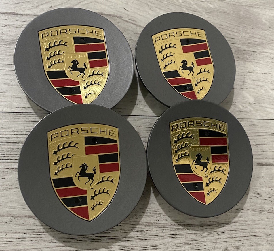NEW Porsche Cayenne 911 Center Caps Boxster Cayman  991 Panamera Factory Gray 76