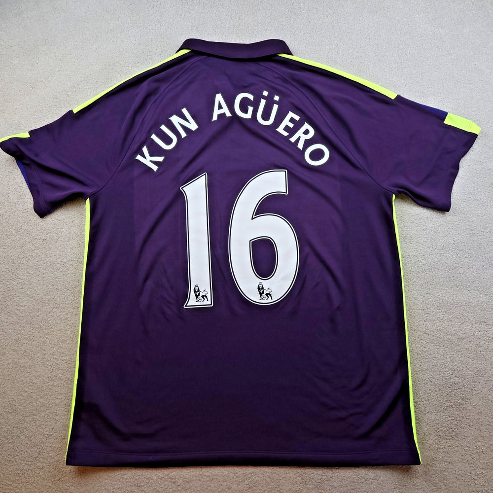 Manchester City Shirt Extra Large Purple Third 2014 2015 Sergio Aguero Jersey