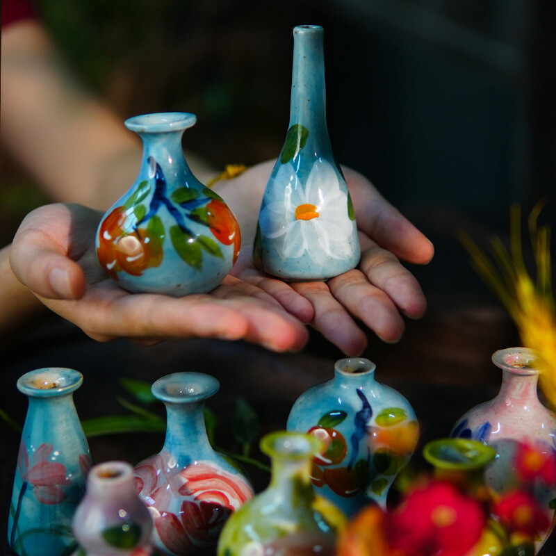 Hand Painted Ceramic Small Vase Succulent Flower Pot Hydroponic Home Decor NEW