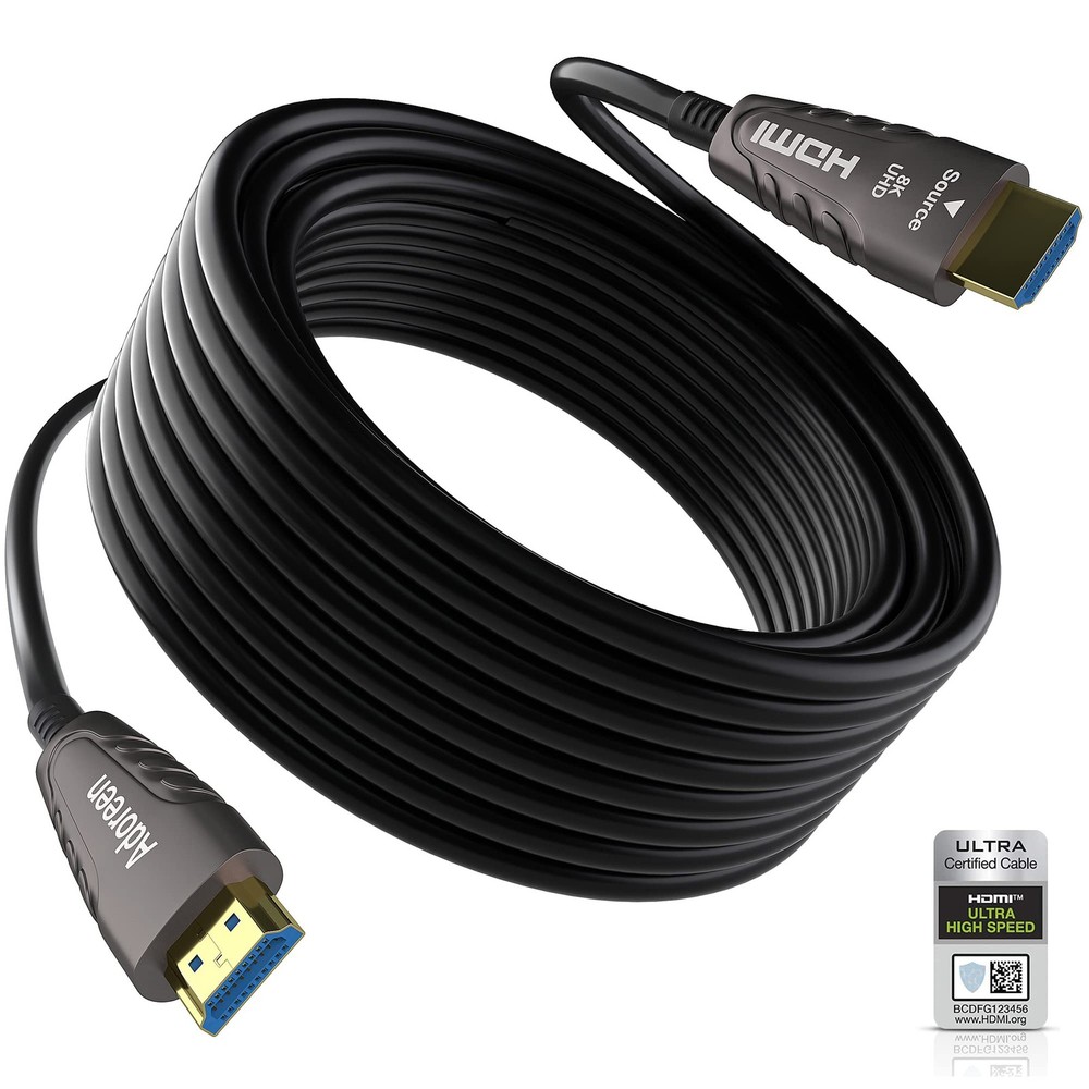 8K Fiber Optic HDMI 2.1 Cable 50ft 15m Certified Active Optical High Speed