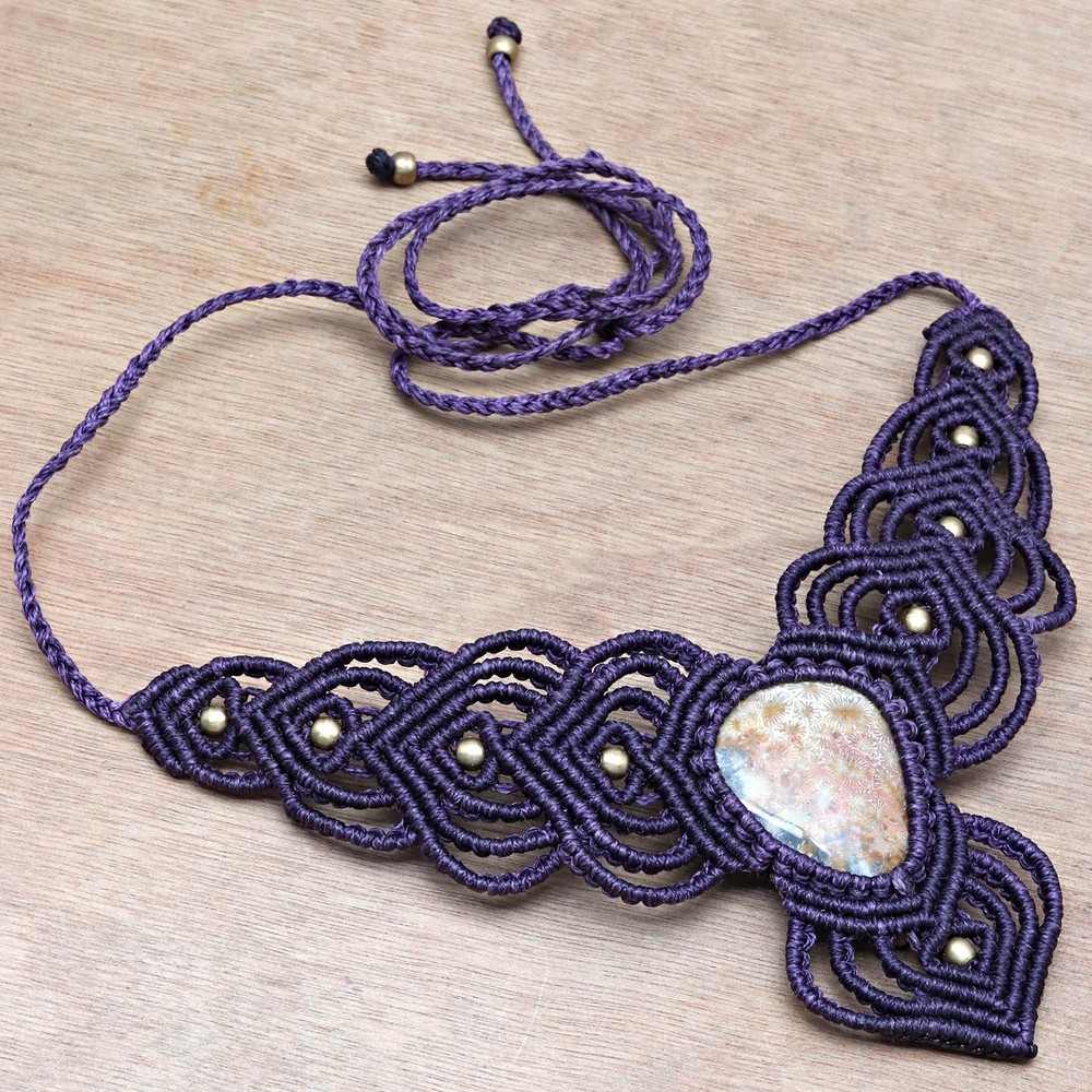 Handmade Macrame Ocean Jasper Gemstone Necklace 20-36 Inches