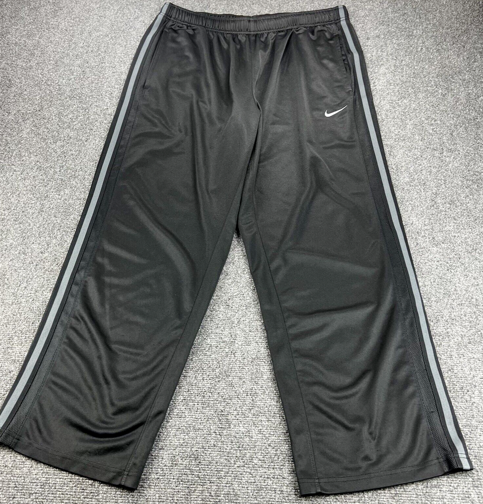 Nike Joggers Mens 2XL Black Track Wide Stripe Training Pants Swoosh