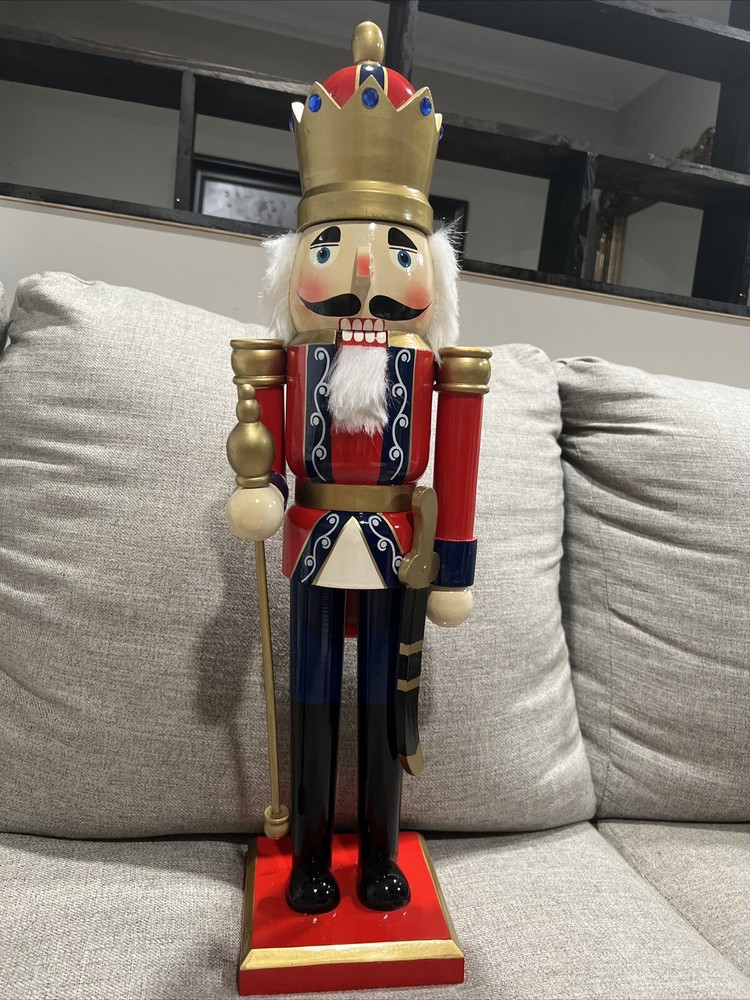 VINTAGE NUTCRACKER TOYS CHRISTMAS HOLIDAY DECOR WOODEN RED FIGURINE 24”