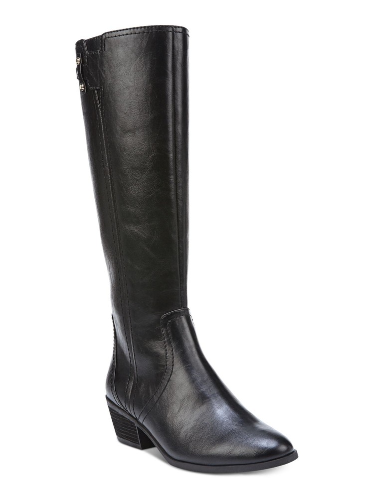DR SCHOLLS Womens Black Strap Brilliance Almond Toe Block Heel Riding Boot 8 M