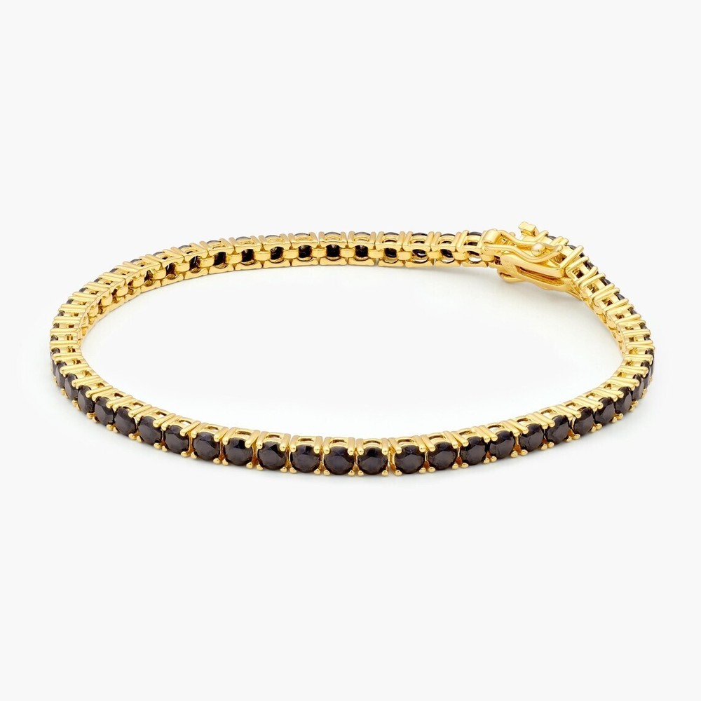 7Ct Round Lab Created Black Diamond Luxury Men's Tennis Bracelet 925 Silver 8