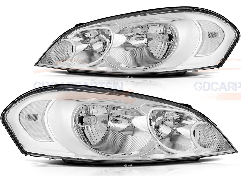 For 2006-2013 Chevy Impala Headlights Assembly Pair Replacement Chrome Housing
