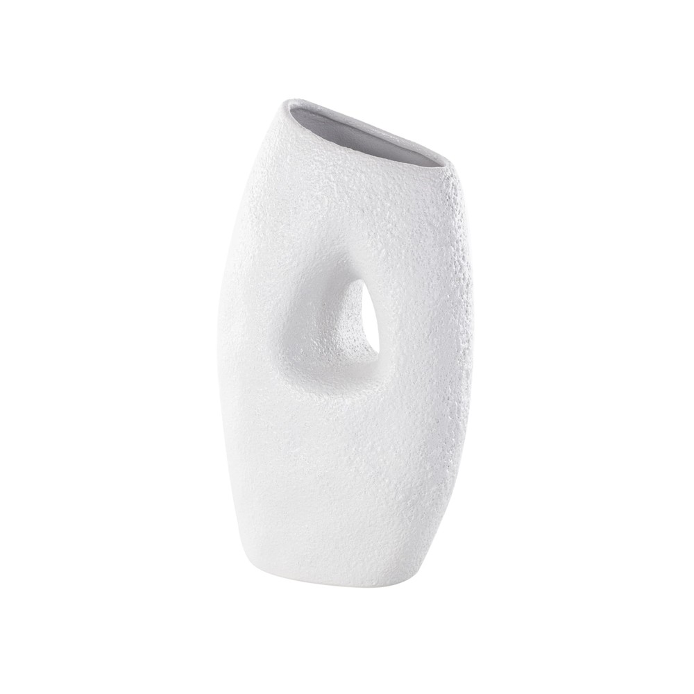 Ceramic Abstract Decorative Vase Textured Centerpiece Vase with Cutout Center...