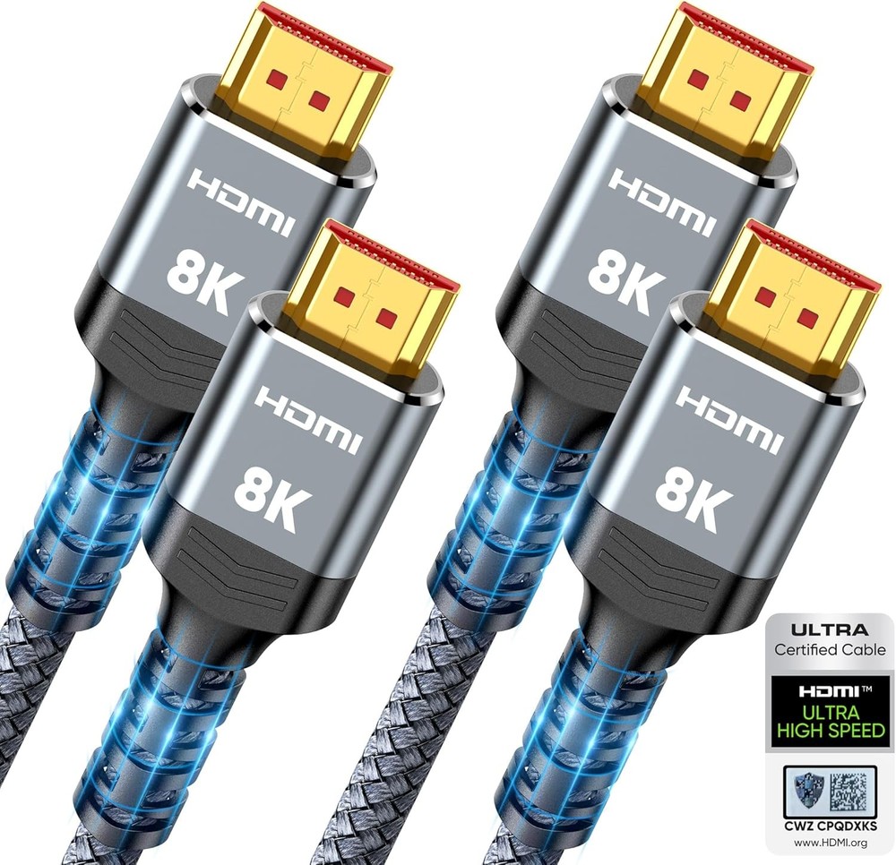 Highwings 10K 8K HDMI 2.1 Cable 2-Pack 6.6FT – Certified 48Gbps Ultra High Speed