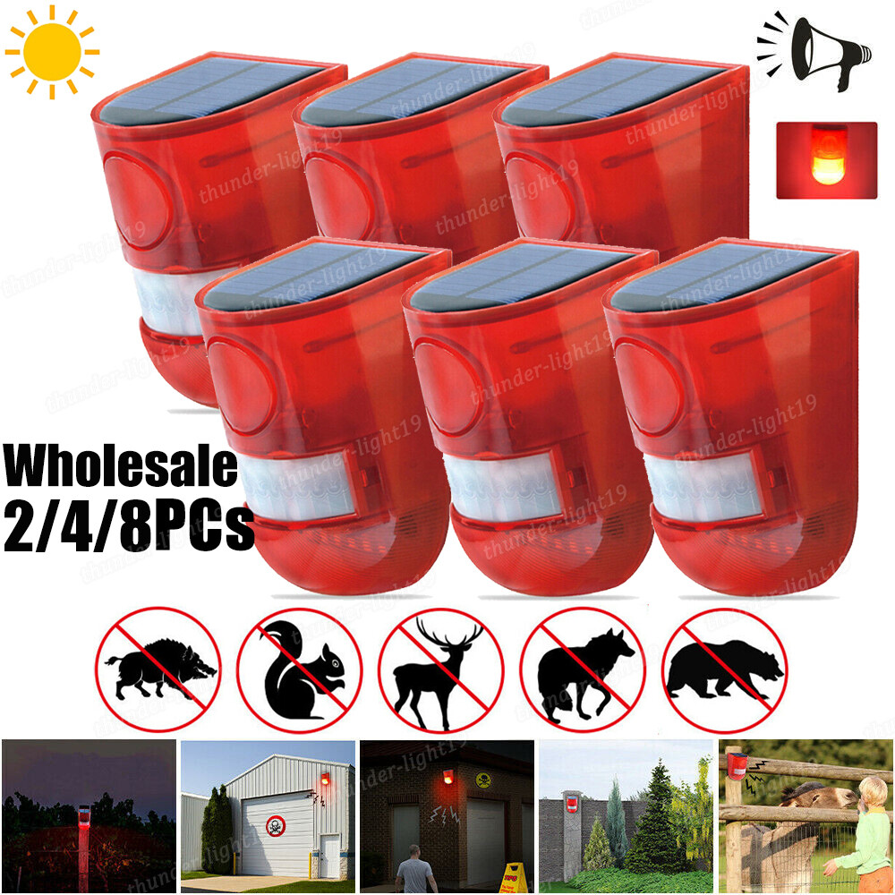 1/2/4x Solar Motion Sensor Strobe Light Wireless Alarm LED