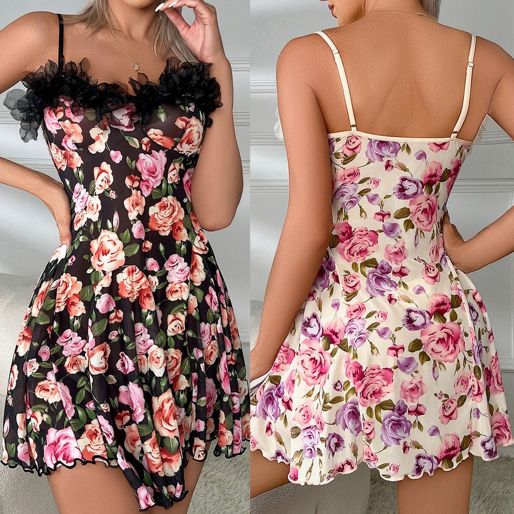 Women Sexy Lingerie Teddy Babydoll Slip Mini Dress Lace Sleepwear Underwear US