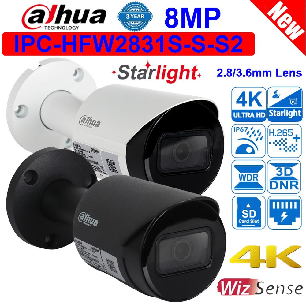 NEW Dahua 8MP 4K Bullet Camera IPC-HFW2831S-S-S2 Lite IR Fixed-focal IVS IP67 IR