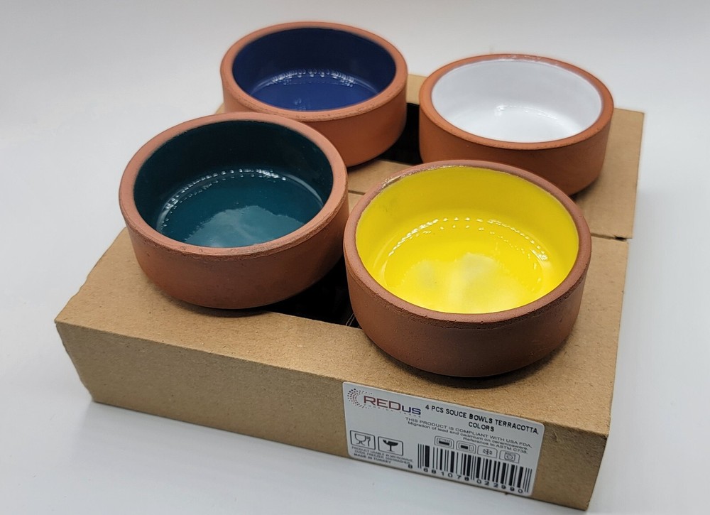 Brand NEW 4Pcs Terracotta Bowls Sauce Serving Dipping Cooking CLEARANCE SALE !!-image