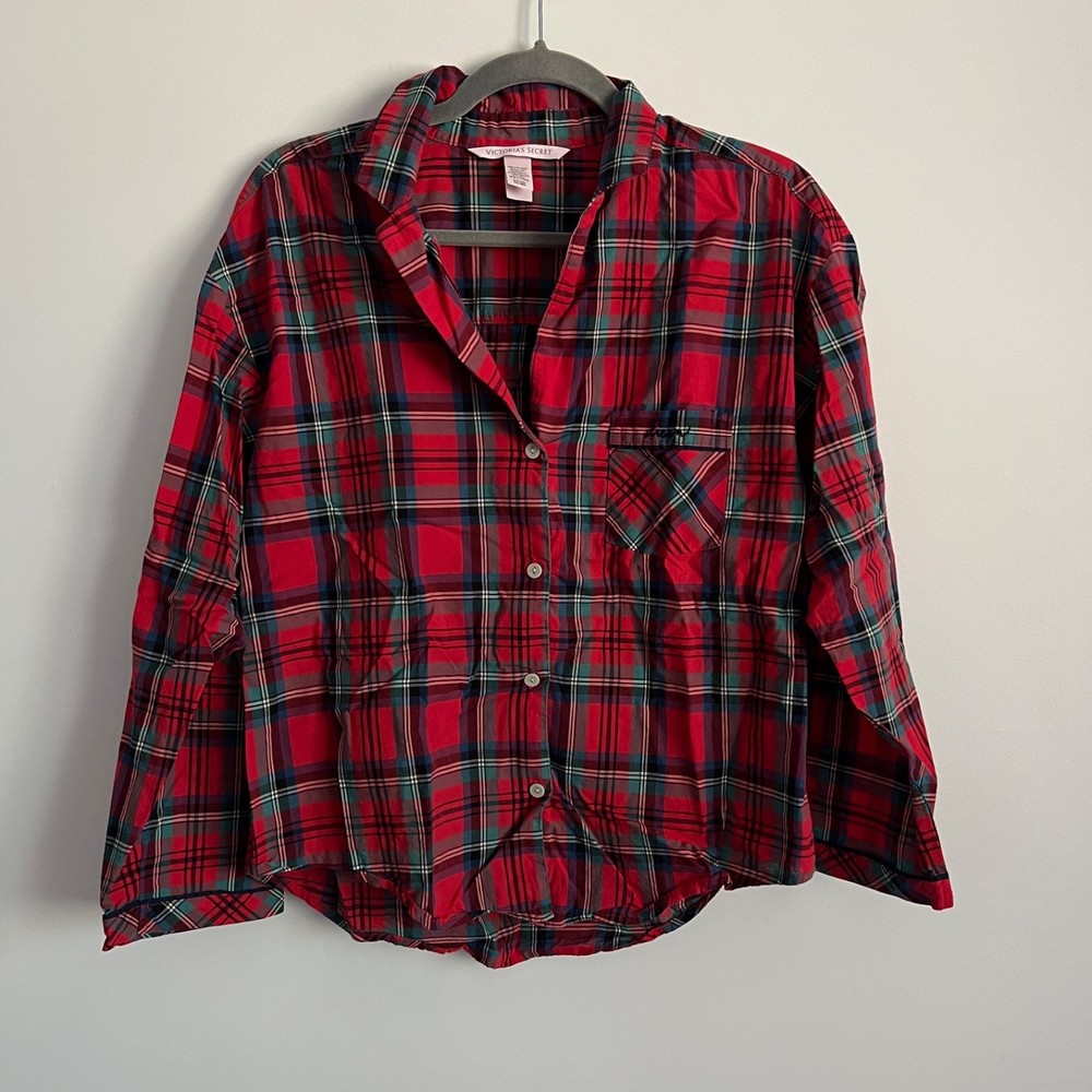 Victoria’s Secret Red Plaid Pajama Set with Long Sleeve and Pants in Womens Size Small