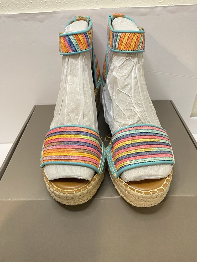FrancoSarto Multi-Color Wedge Sandals Ankle Strap Women's Size 8.5
