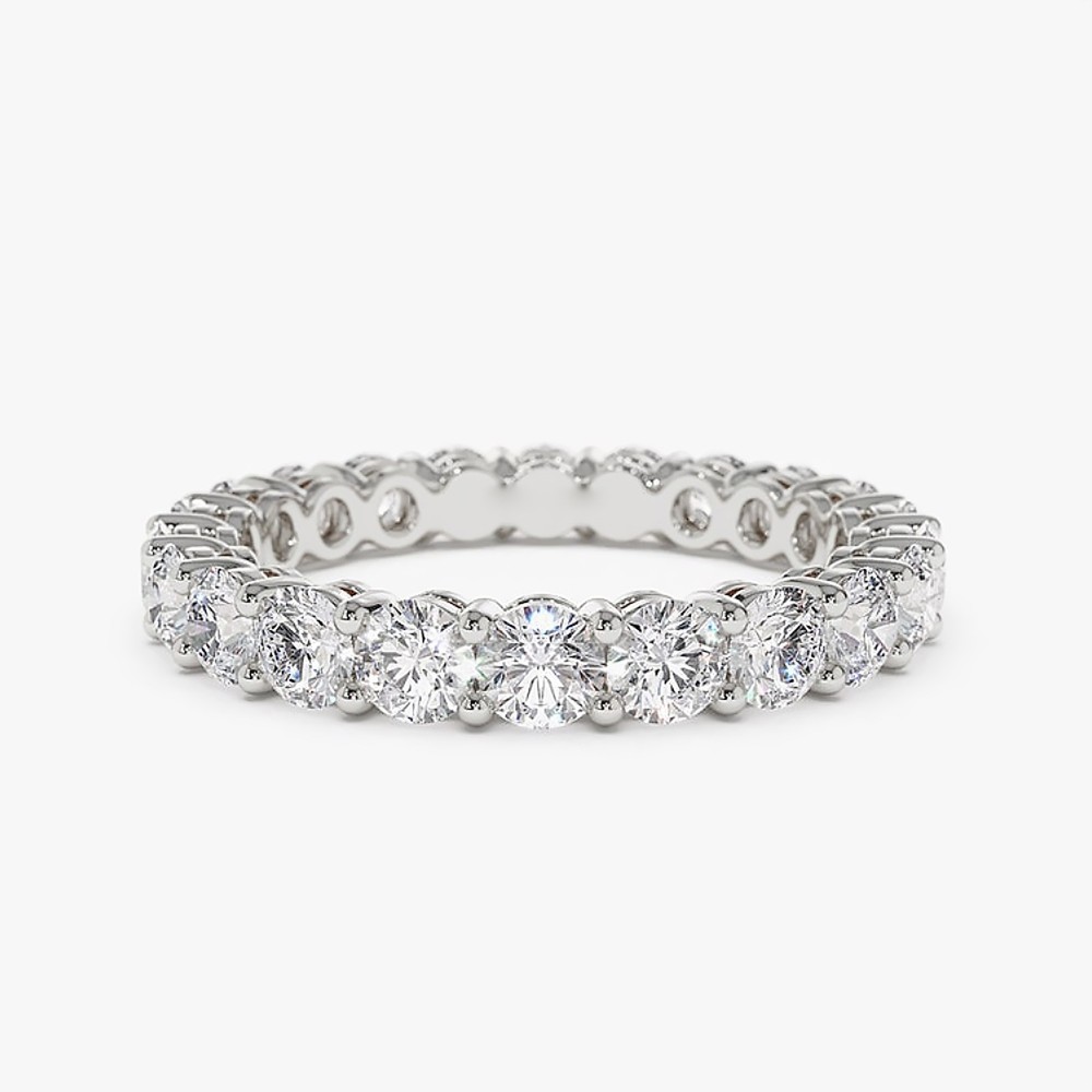 Eternity Diamond Band 18k White Gold Round Cut E F VVS2  2.25 Ct Lab Grown