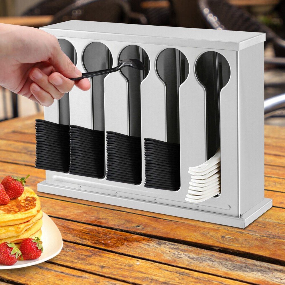 Countertop Utensil Dispenser Storage Holding Spoon Fork Stainless Steel