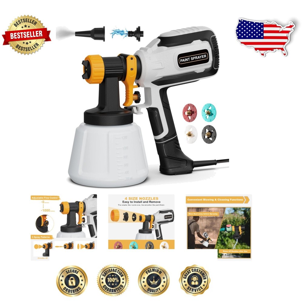 Versatile 700W HVLP Spray Gun for Furniture, Walls & DIY Projects - Easy to Use