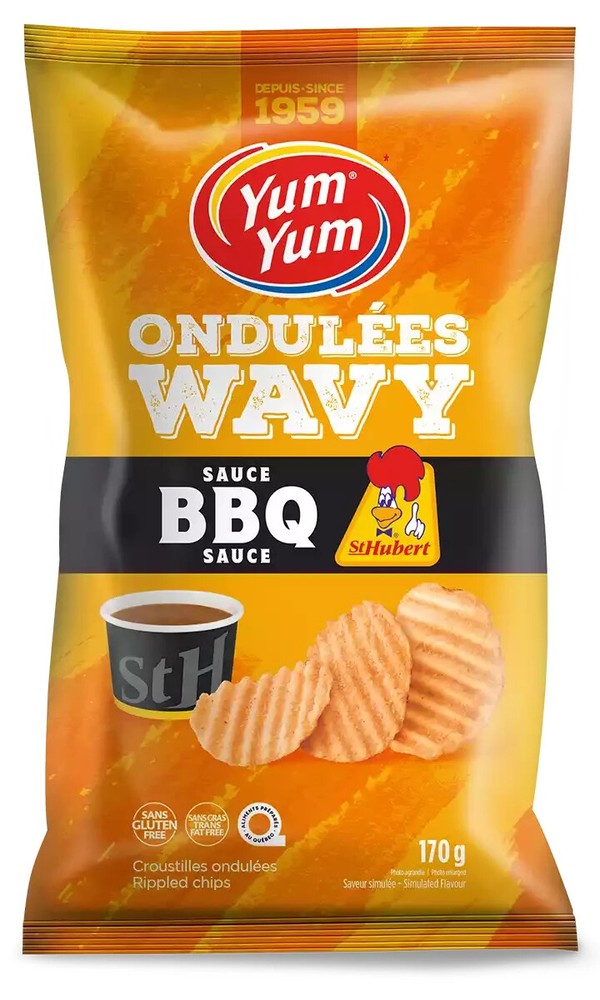 4 Bags of Yum Yum St Hubert BBQ Sauce Wavy Potato Chips 170g Each -Limited time--image