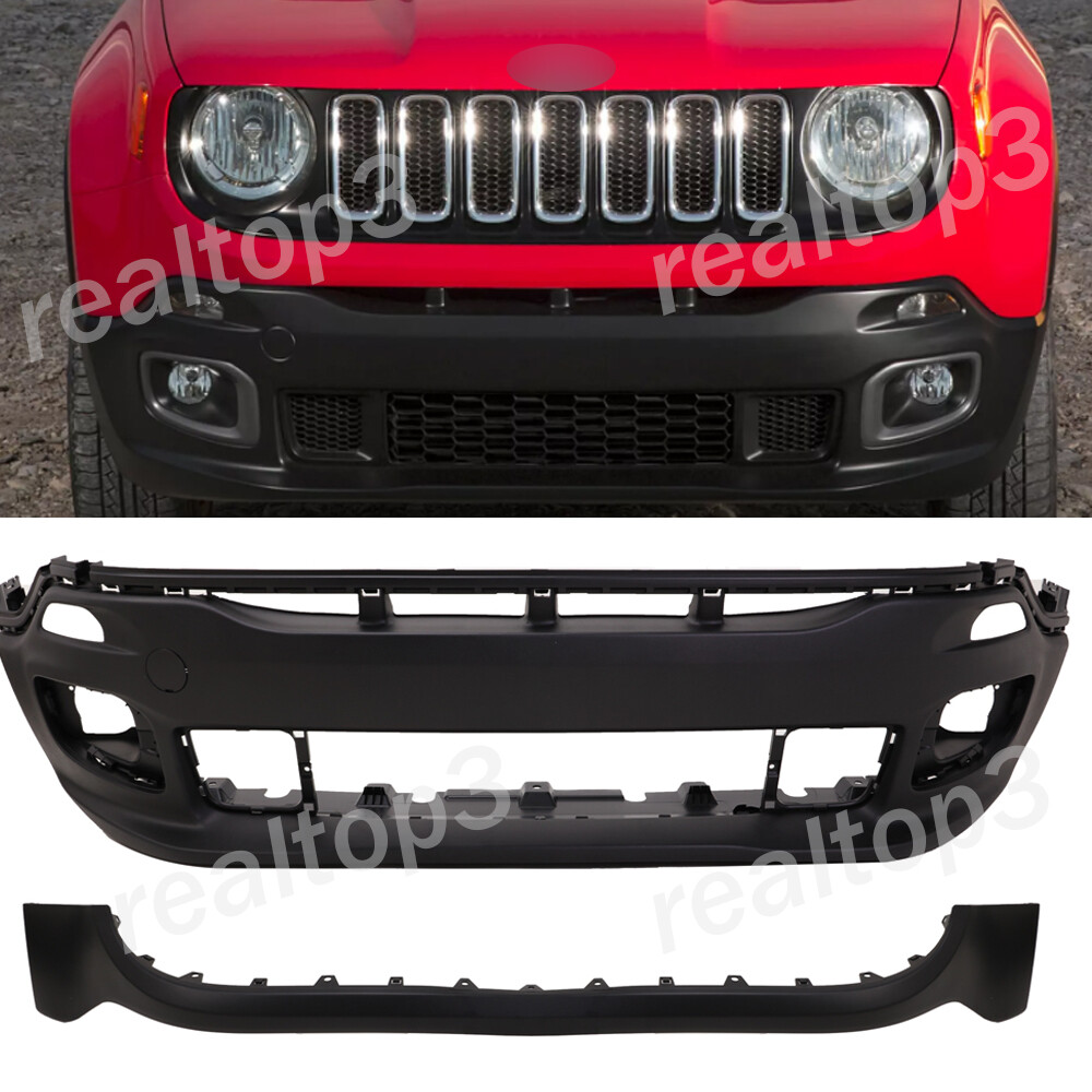 New Front Upper & Lower Bumper Cover Set Fascia Fits 2015-2018 Jeep Renegade