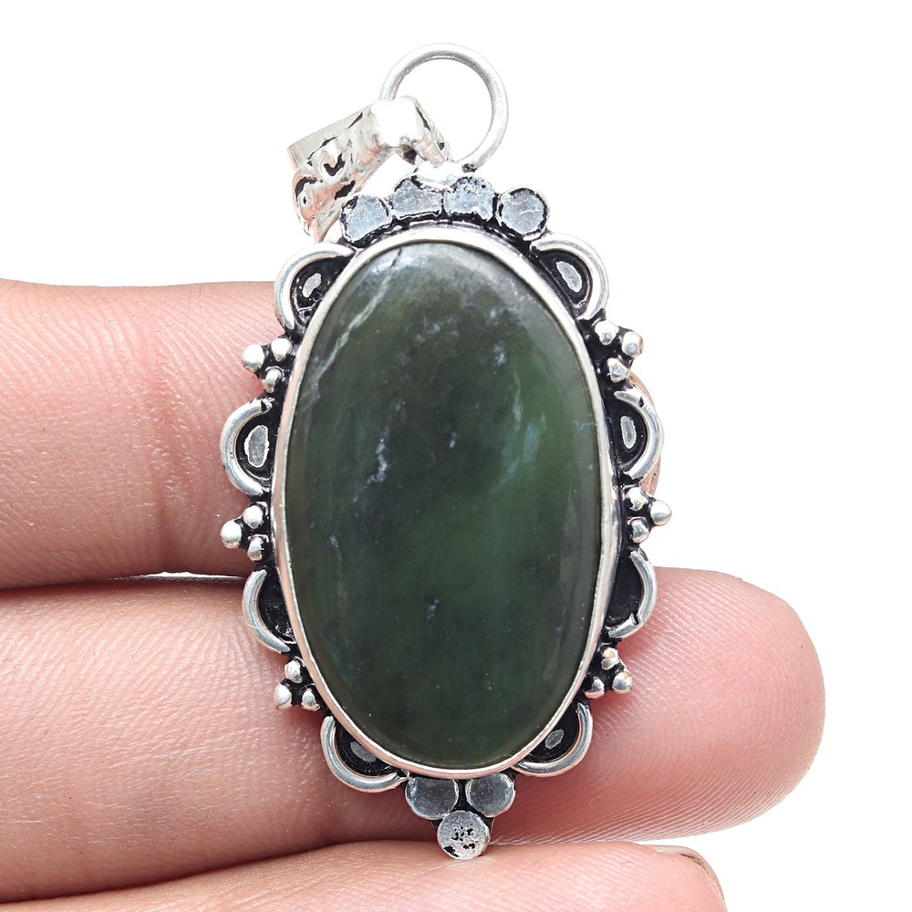 Vassolite Gemstone Silver Pendant Valentine's Day Jewelry Gift 2.25 Inch