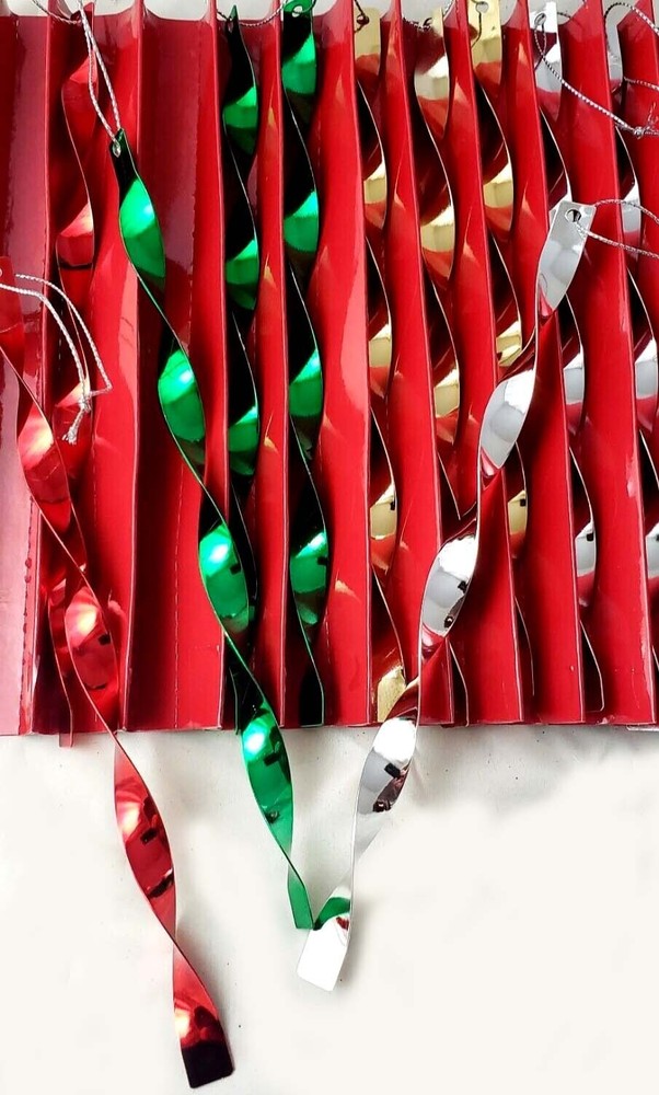 Metal Twirl Diamond Icicles Box of 12 Christmas Ornaments New Retro Holiday