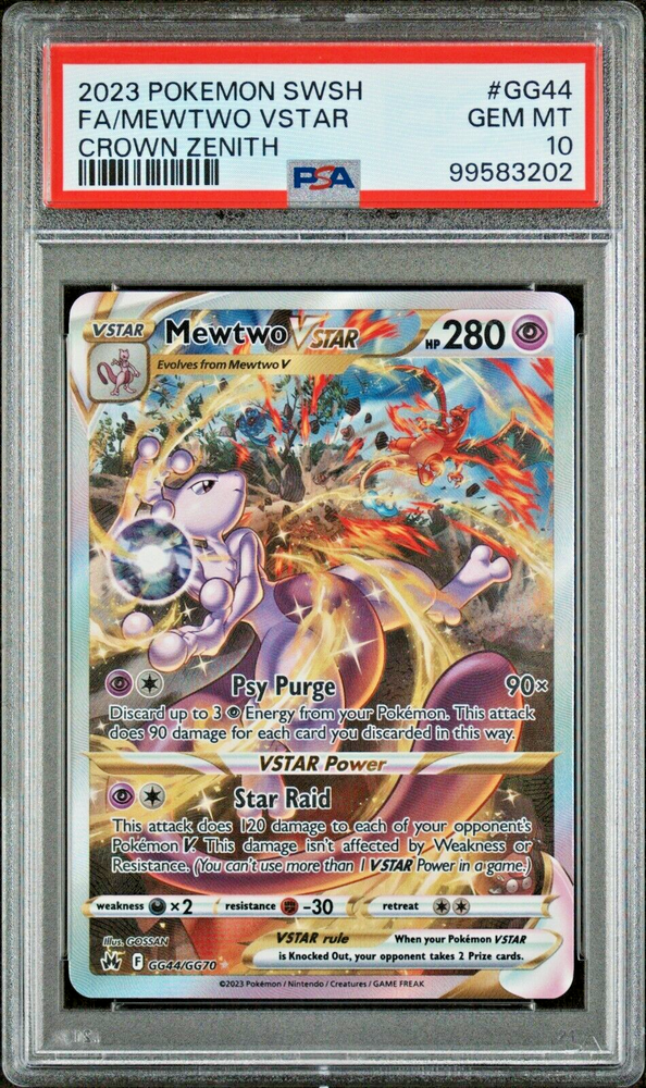 🔥 PSA 10 GEM MINT Mewtwo VSTAR Alt Art GG44/GG70 Crown Zenith Pokemon TCG 🔥