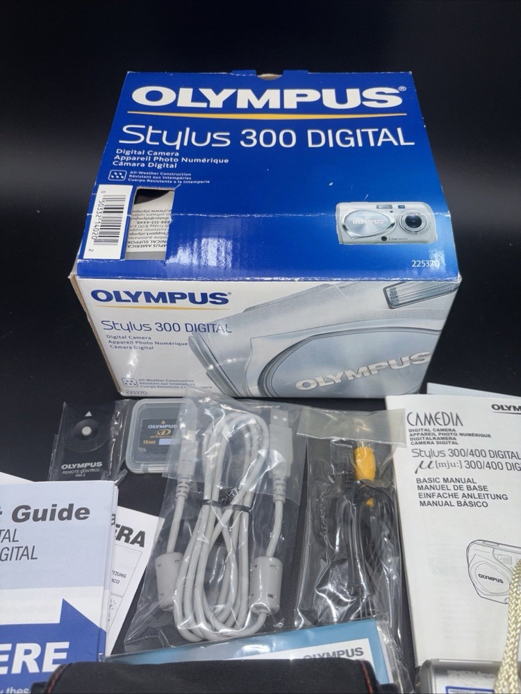 Olympus Stylus 300 3.2MP Digital Camera with Case, Memory Card & Manual - No Battery