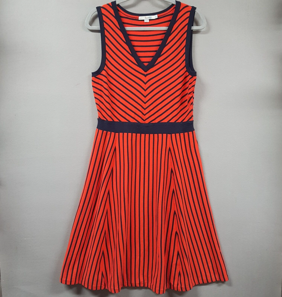 BODEN Womens Size 10 V-Neck Eliza Knitt Sweater Dress Sleeveless Striped Stretch