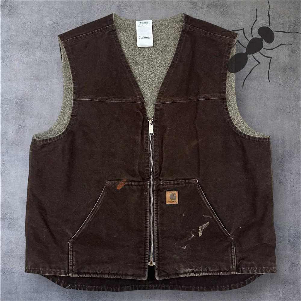 Vintage Y2K Brown Carhartt Sherpa Lined Work Vest