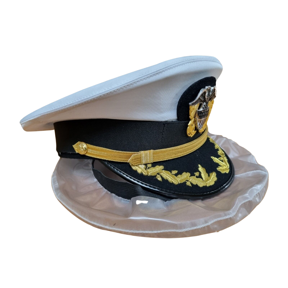 US Navy Officer Cap, US Navy Commander Captain Rank Cap With Waterproof Cover