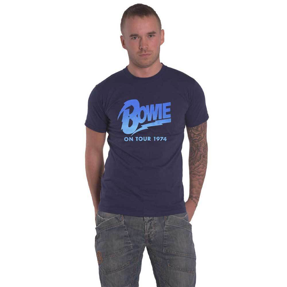 Official Unisex David Bowie 1974 Tour Denim Blue T-Shirt New Design