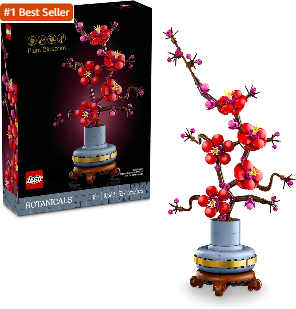 LEGO Icons Plum Blossom Building Kit for Adults - Artificial Floral Centerpiece for Dining Decor