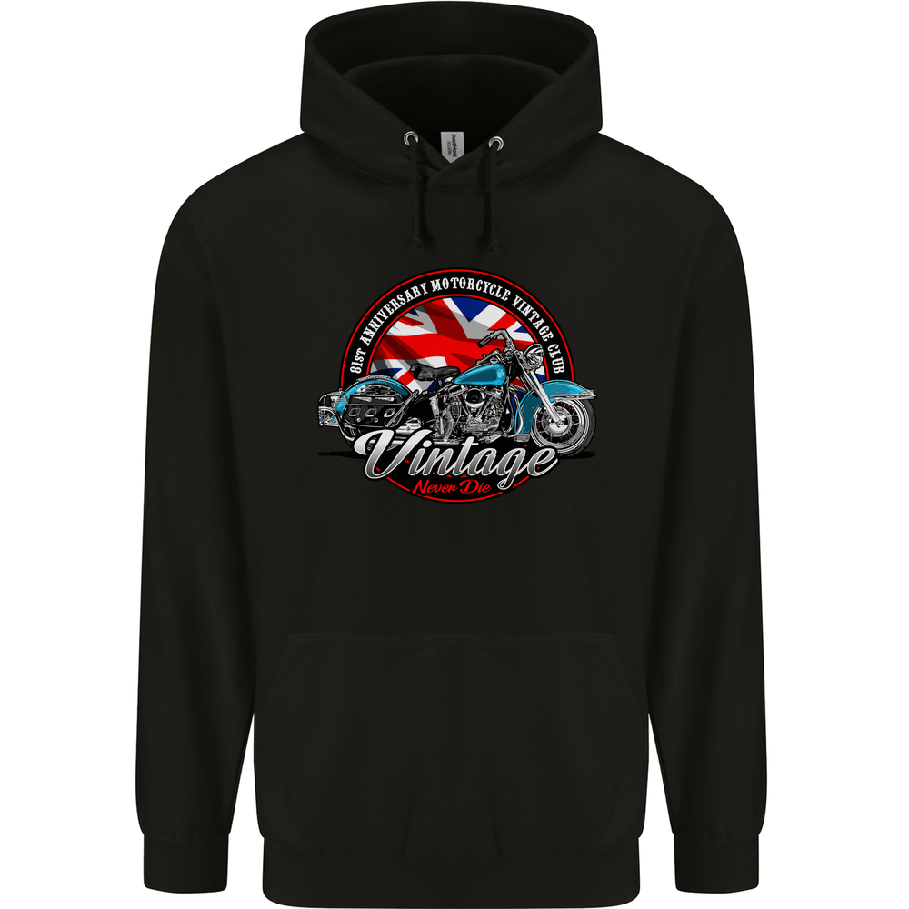 British Motorcycle Union Jack Cotton Hoodie for Bikers and Chopper Enthusiasts