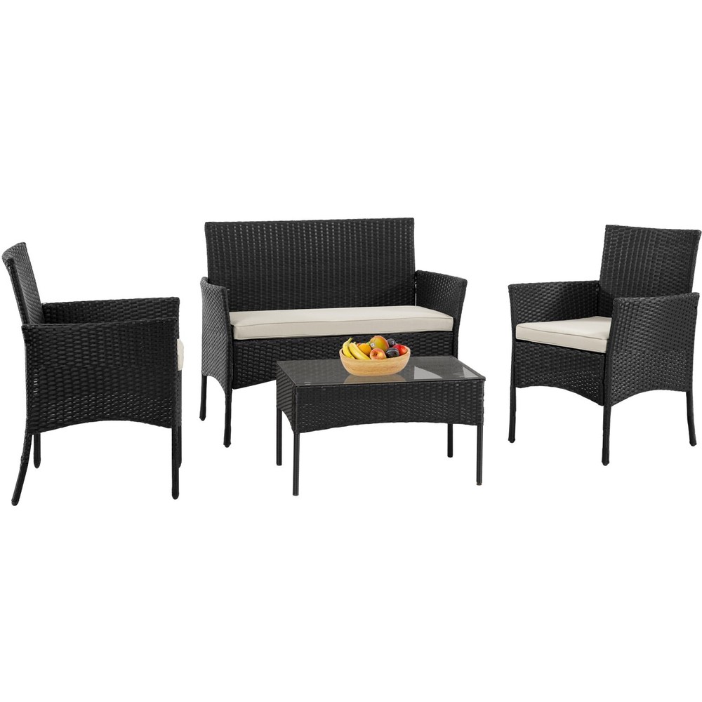 4-Piece Patio Furniture Set, Wicker Patio Conversation Furniture