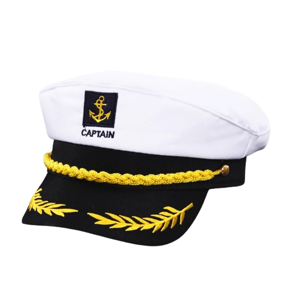 Captain Hat, Sailor Skipper Cap, Marines Style Costume Accessory, Adjustable...