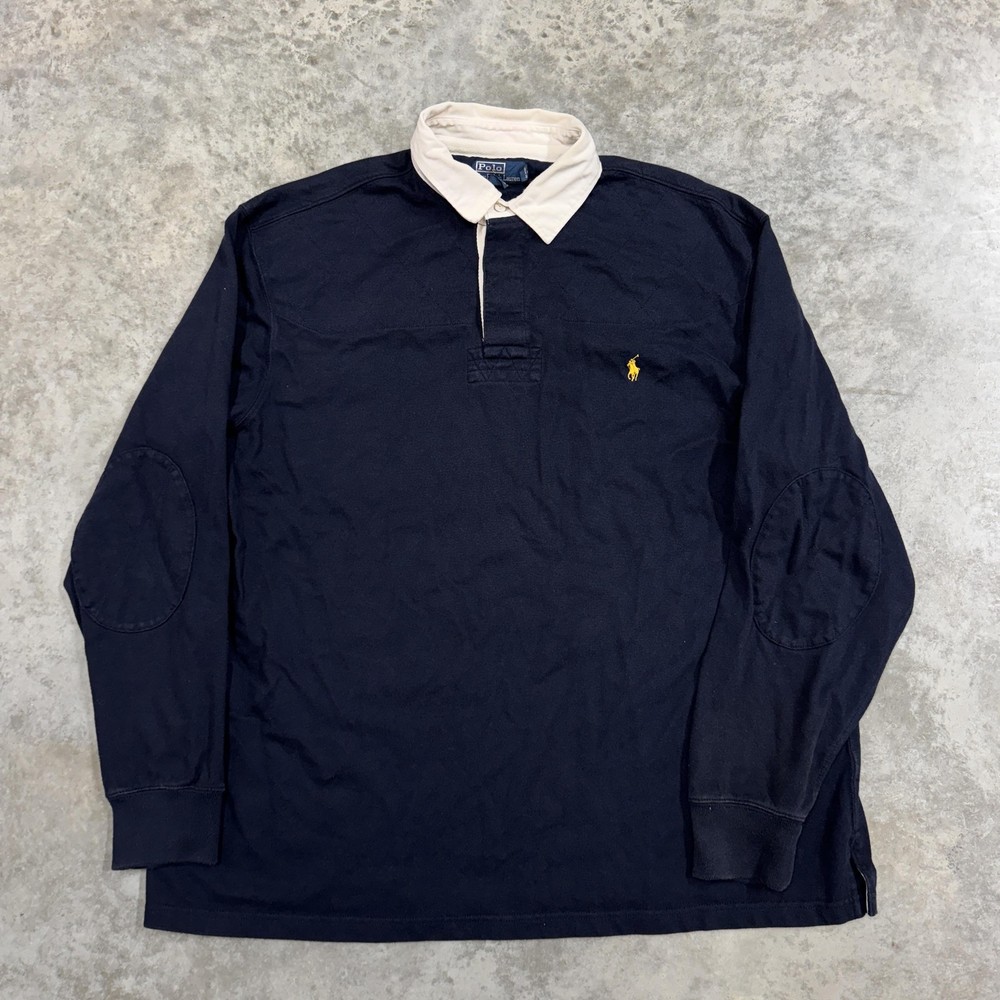 Polo Ralph Lauren Rugby Shirt Mens 2XLT Navy Blue Long Sleeve Cotton Big & Tall