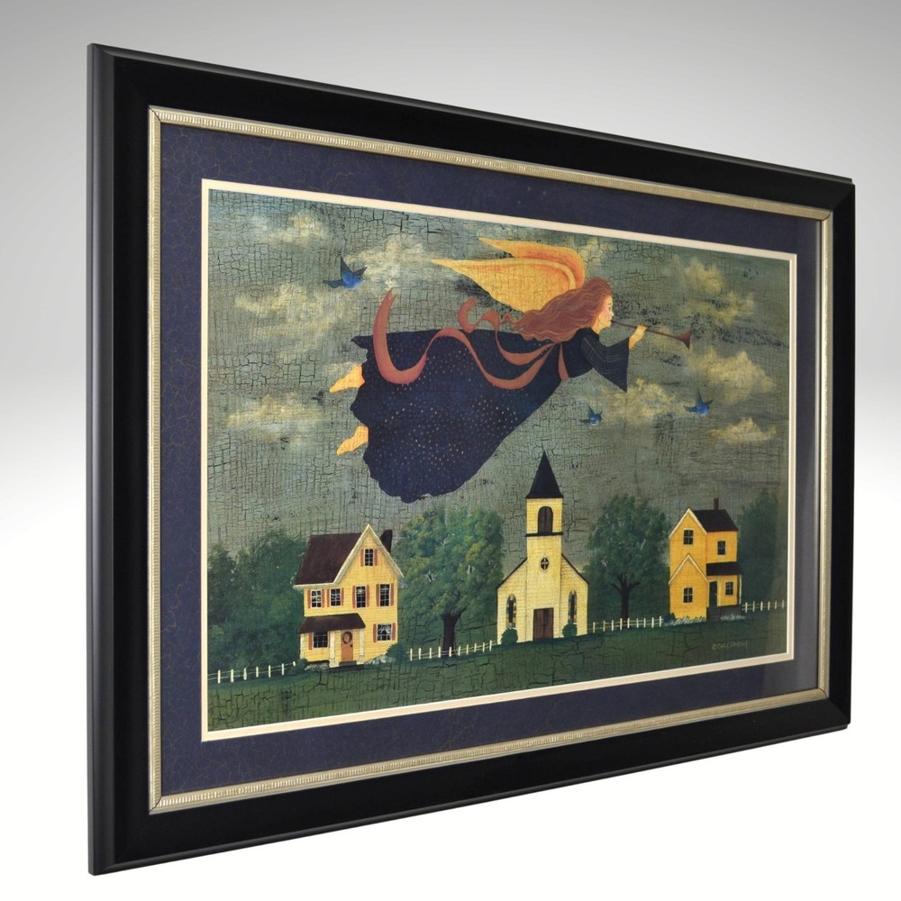 Cindy Simpson Folk Art Angel Framed Print Large Americana Wall Art 24x34