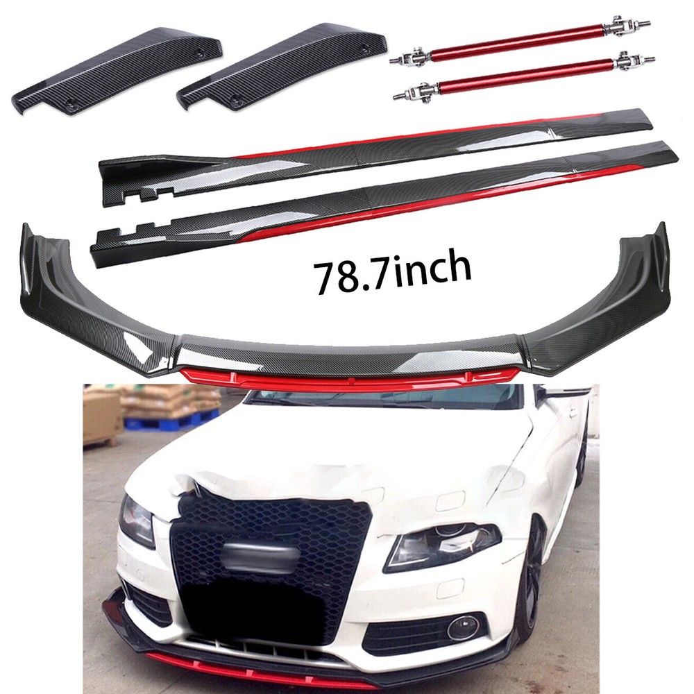 Audi A3 A4 A5 Carbon Fiber Front Bumper Lip & Side Body Kit 78.7 Inches